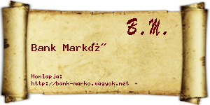Bank Markó névjegykártya
